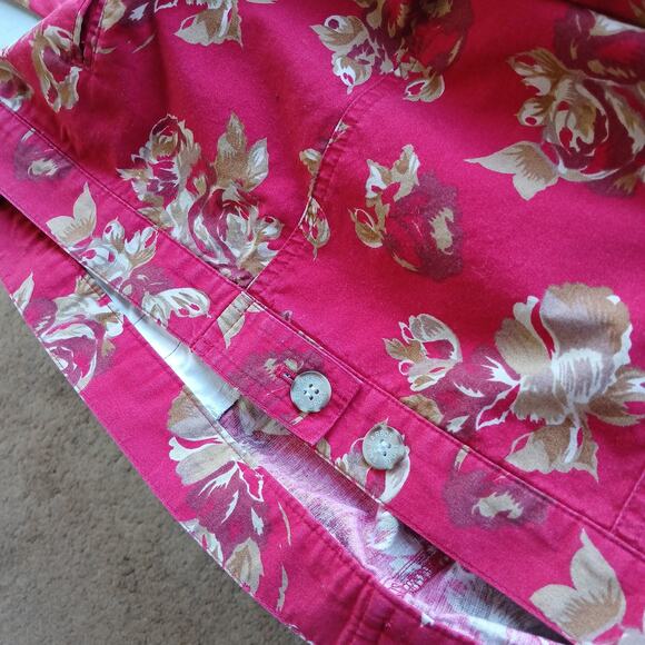 Sag Harbor Sport Light Jacket Red Gold Roses XL cotton floral chambray retro - Picture 6 of 12